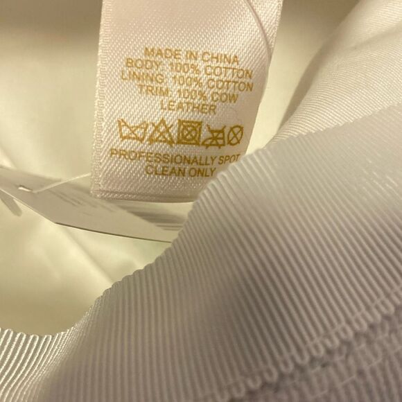 NWT KATE SPADE White Twill Leather Trim Bow Fringed Bucket Hat - Picture 9 of 12